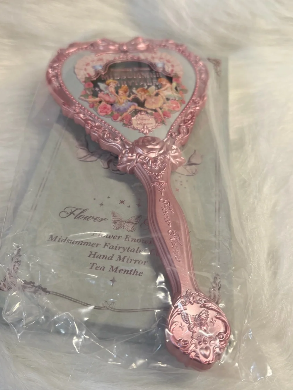 Flower Knows Midsummer Fairytales Pink Heart Hand Mirror